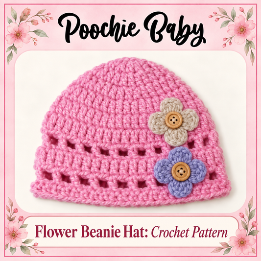 Flower Beanie Hat Crochet Pattern