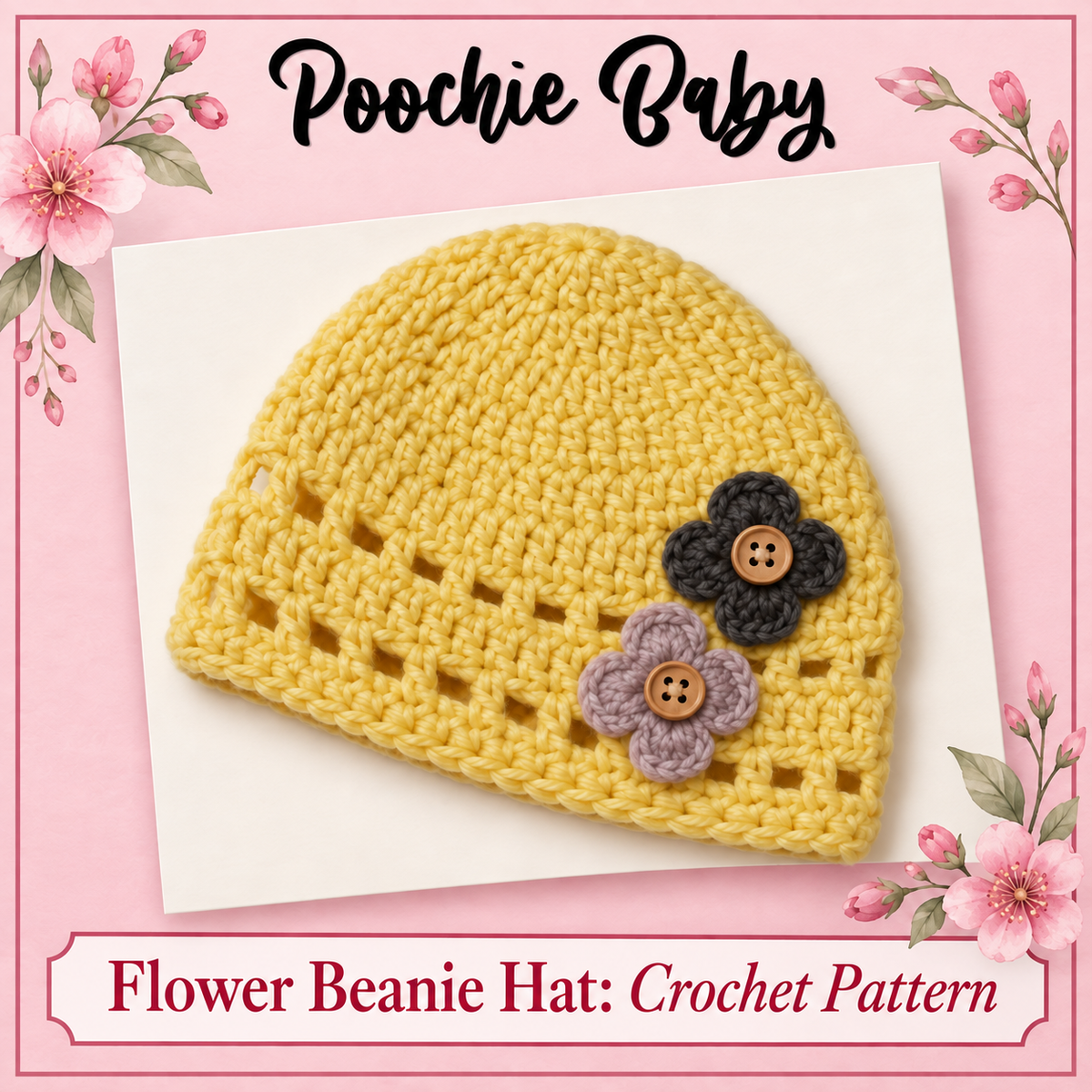 Flower Beanie Hat Crochet Pattern