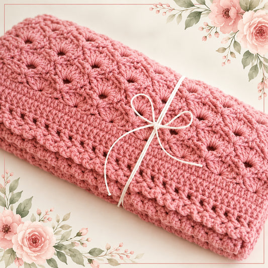 Crochet Fan Shell Receiving Blanket Pattern