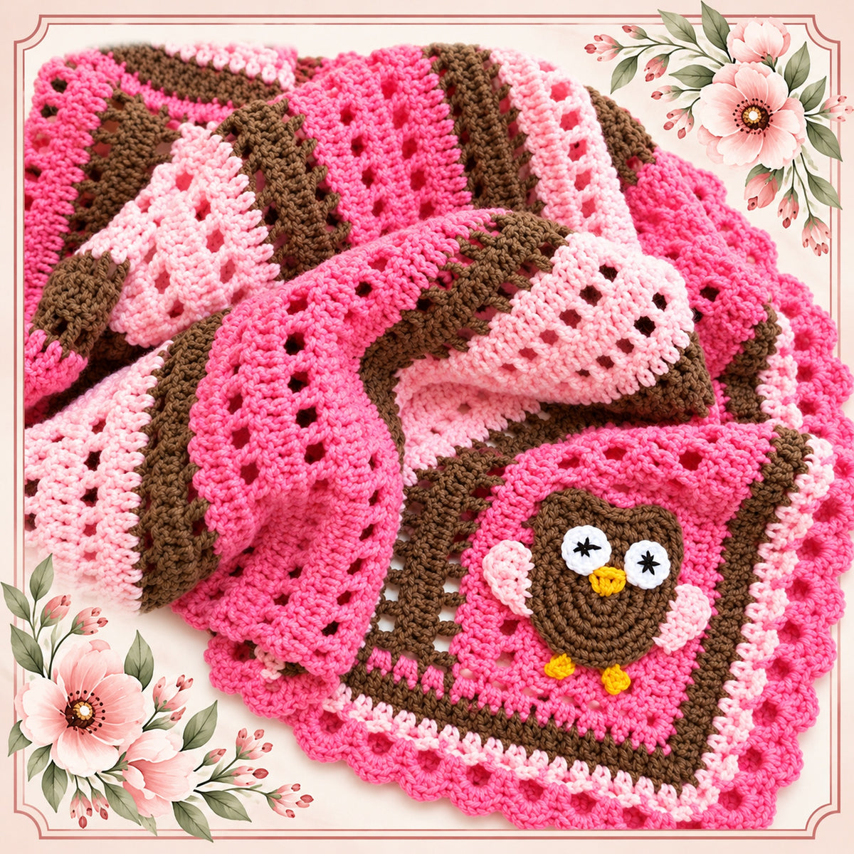 Baby Owl Crochet Blanket