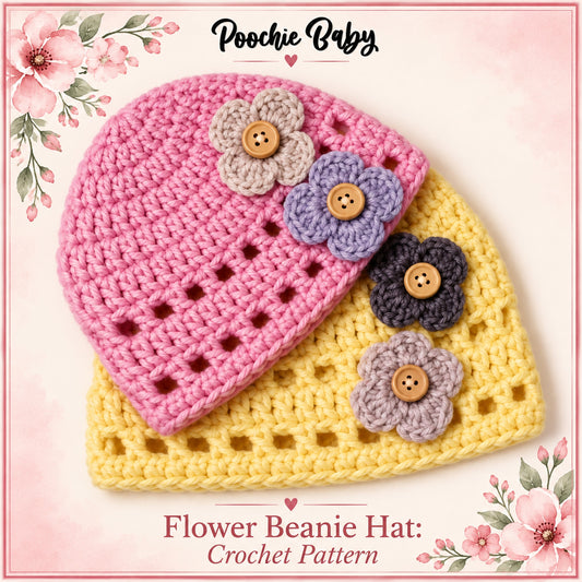 Flower Beanie Hat Crochet Pattern