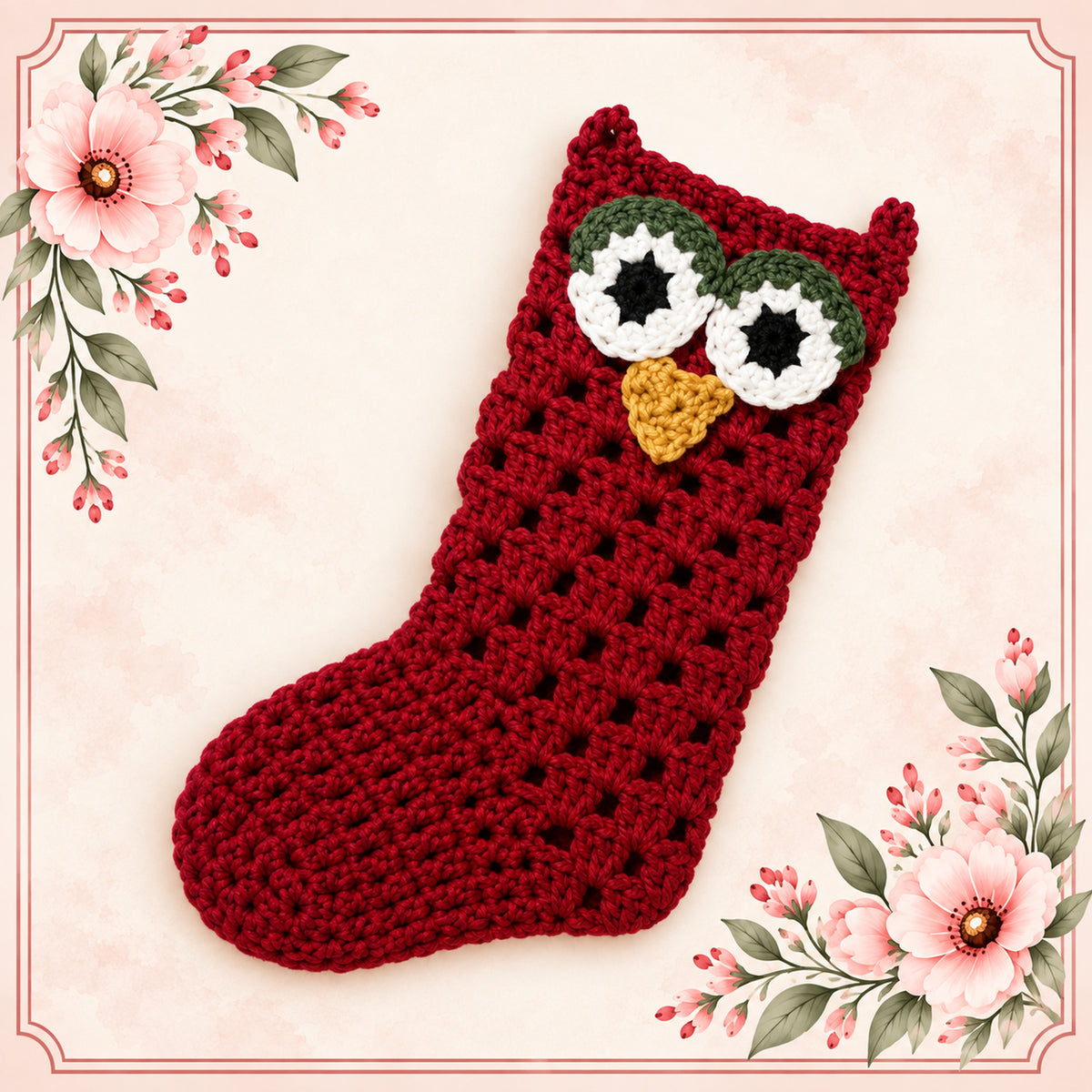 Owl Holiday Stocking Crochet Pattern